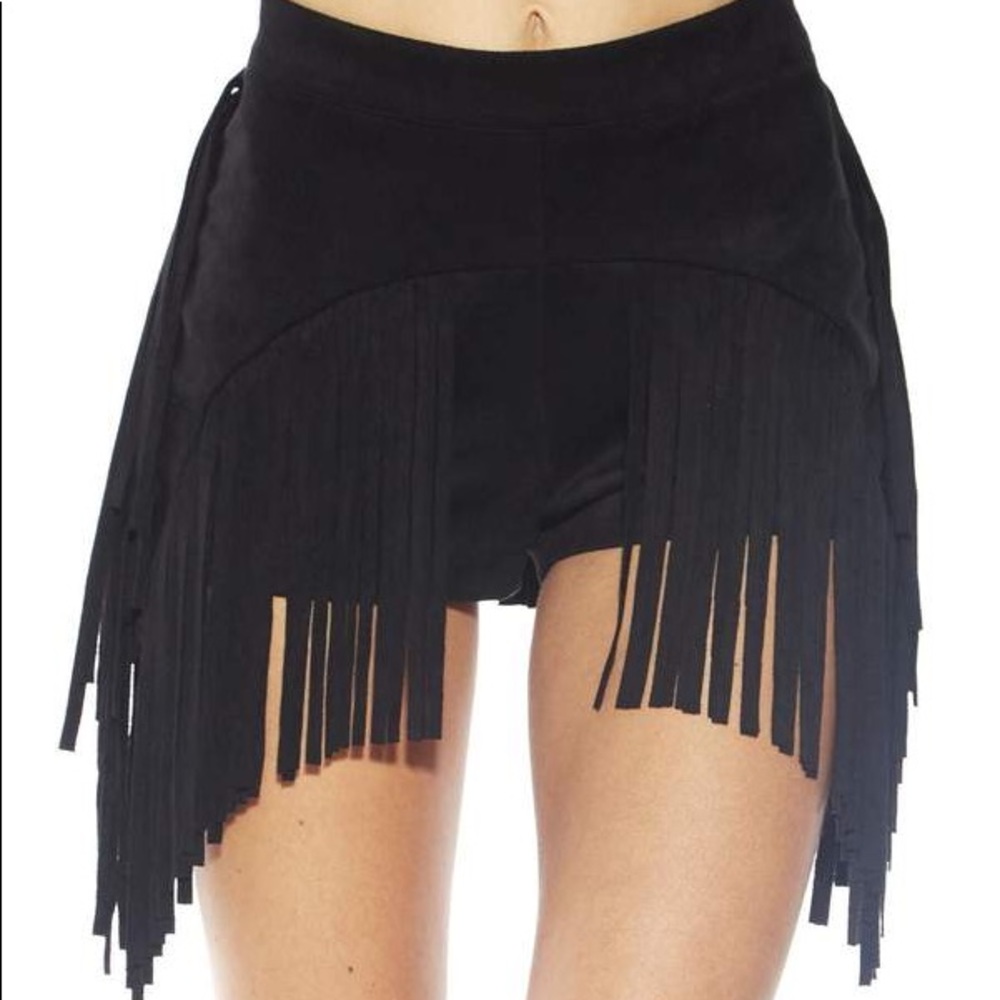 Black fringe shorts